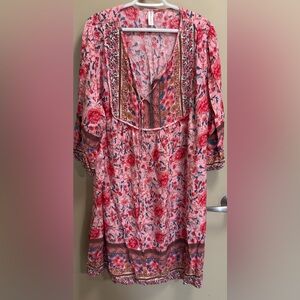 Floral Pink Midi Dress